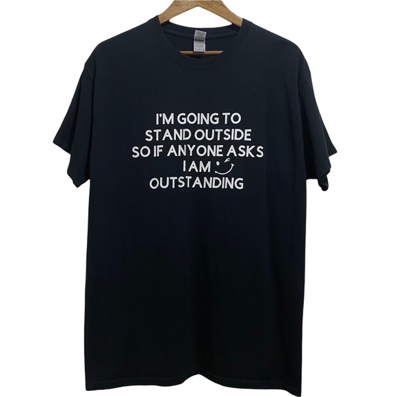 Men’s L Funny Humor Hilarious Saying Black T Shirt Short sleeve Outstanding - Picture 1 of 7